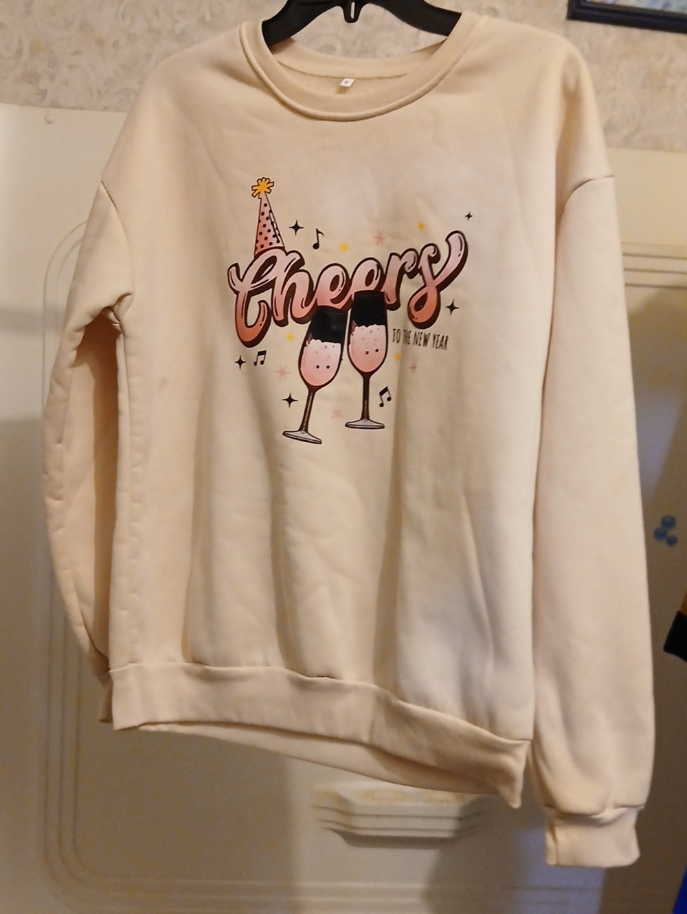 Medium Cream 'Cheers' Graphic Sweatshirt - Women Like Nee